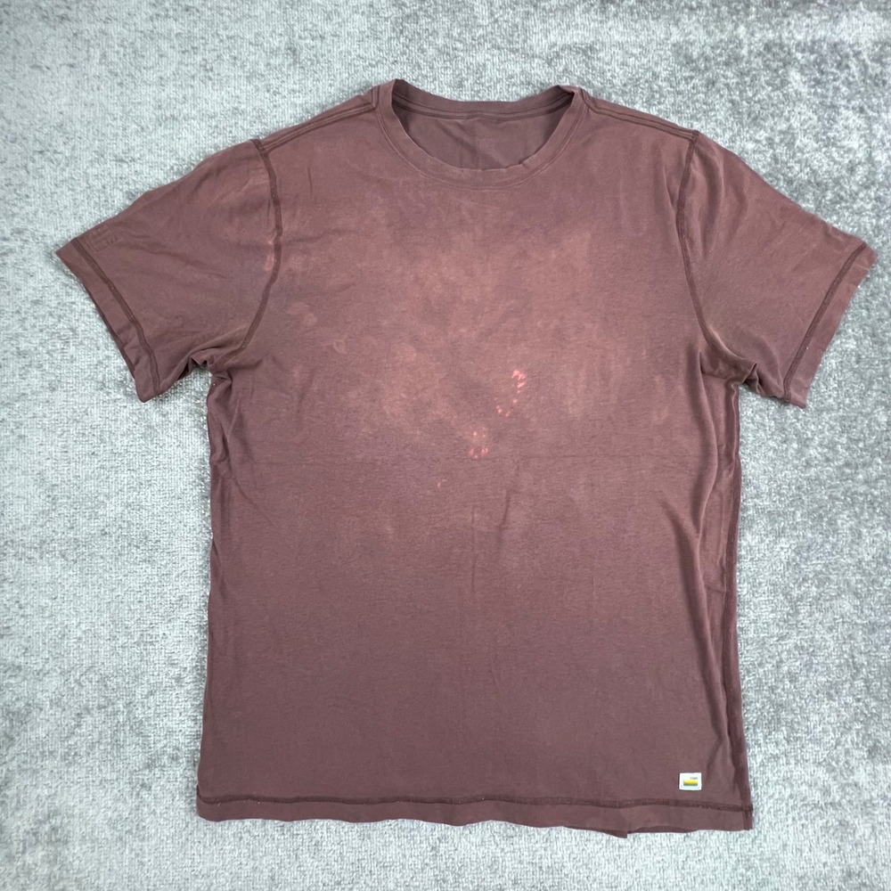Vuori Mens Short Sleeve Athletic Crew Neck T-Shirt Maroon Distressed Size XL